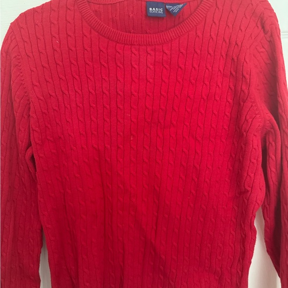 Basic Editions Women's Long Sleeves Red Cotton Sweater Pullover Size L - Picture 6 of 7